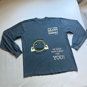 HOLIDAY LOS ANGELES blue graphic‎ text crew neck knit long sleeve T-shirt